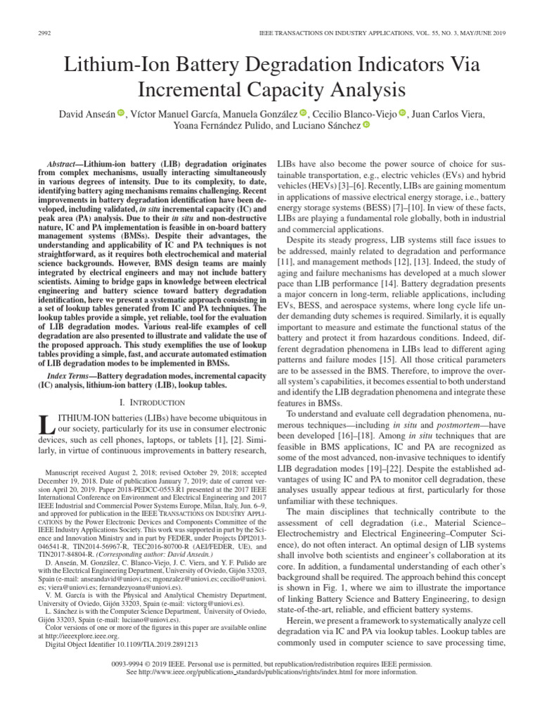 Lithium-Ion Battery Degradation Analysis | PDF | Lithium Ion Battery ...