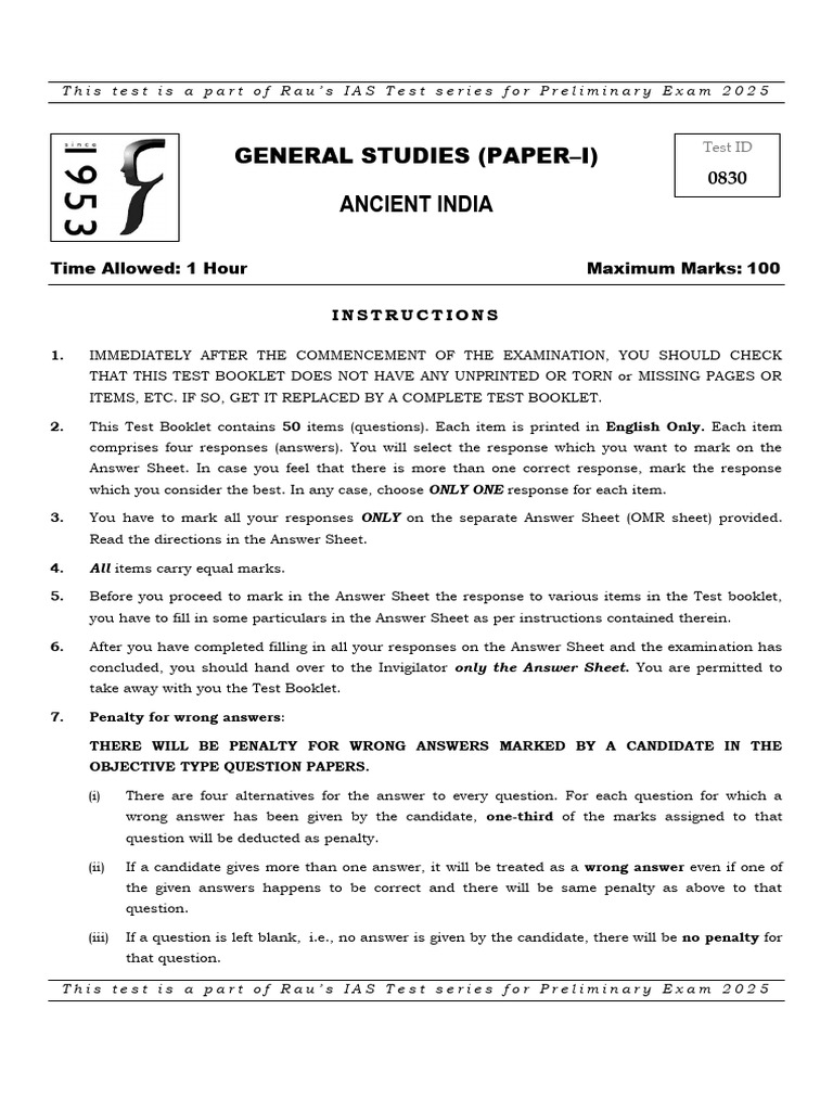 Ancient India IAS Test 2025 Guide | PDF | Ashoka