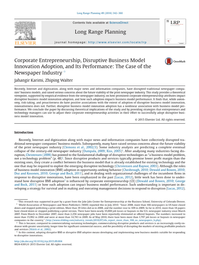 Corporate Entrepreneurship in Newspapers | PDF | Business Model ...