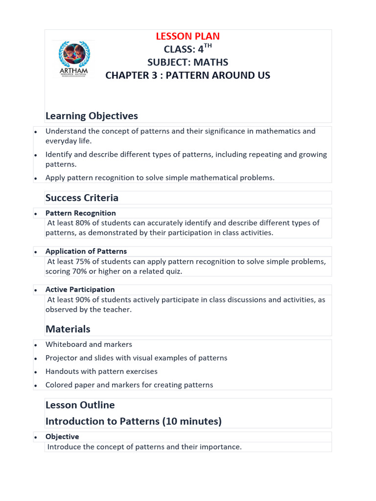 Understanding Patterns in 4th Grade Math | PDF | Pattern | Teaching ...