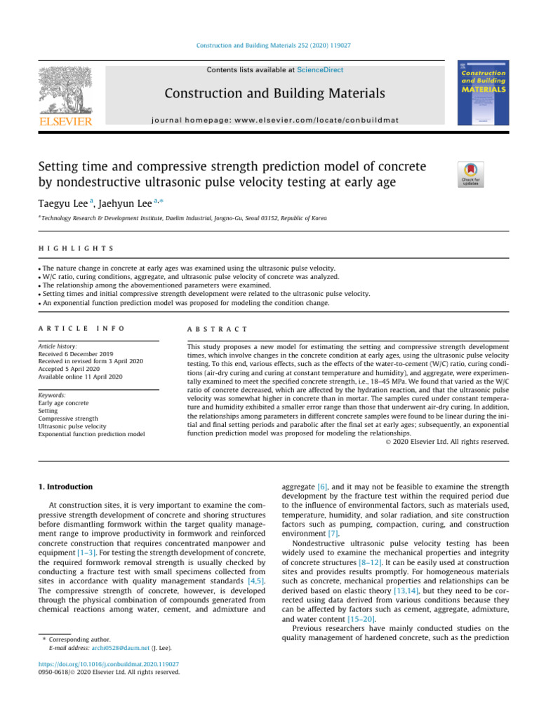 2020 Setting Time and Compressive Strength Prediction Model o 2020 ...