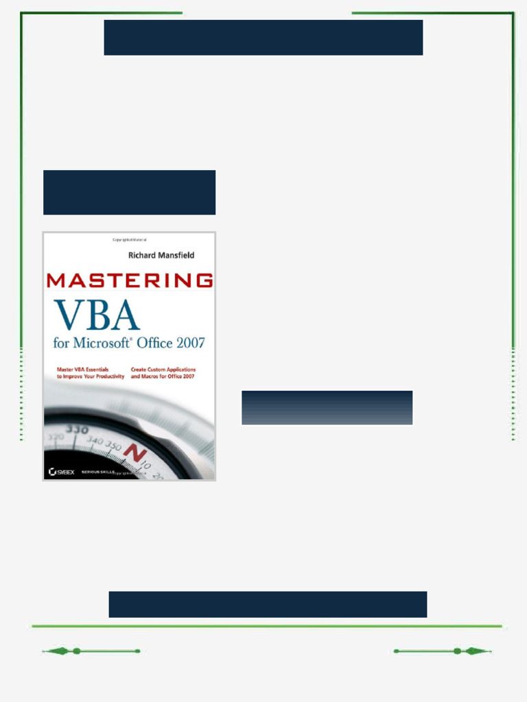 Mastering VBA for Microsoft Office 2007 2nd Edition Richard Mansfield ...