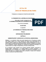 Ley No. 523 - Ley Organica de Tribunales Militares PDF