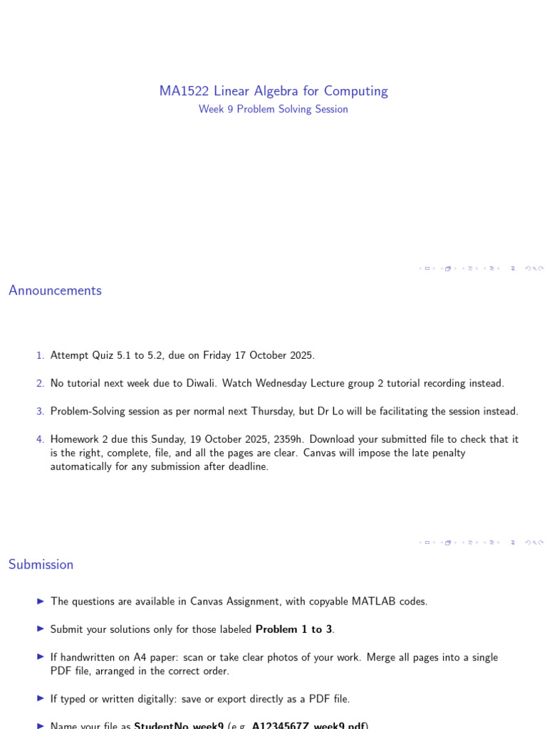 L1 Week 9 Problem Solving Session | PDF | Mathematical Objects | Algebra