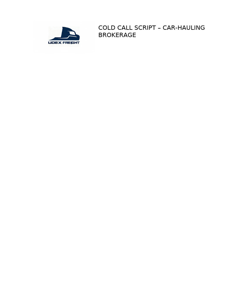 Car-Hauling Cold Call Script Guide | PDF | Cargo | Transport