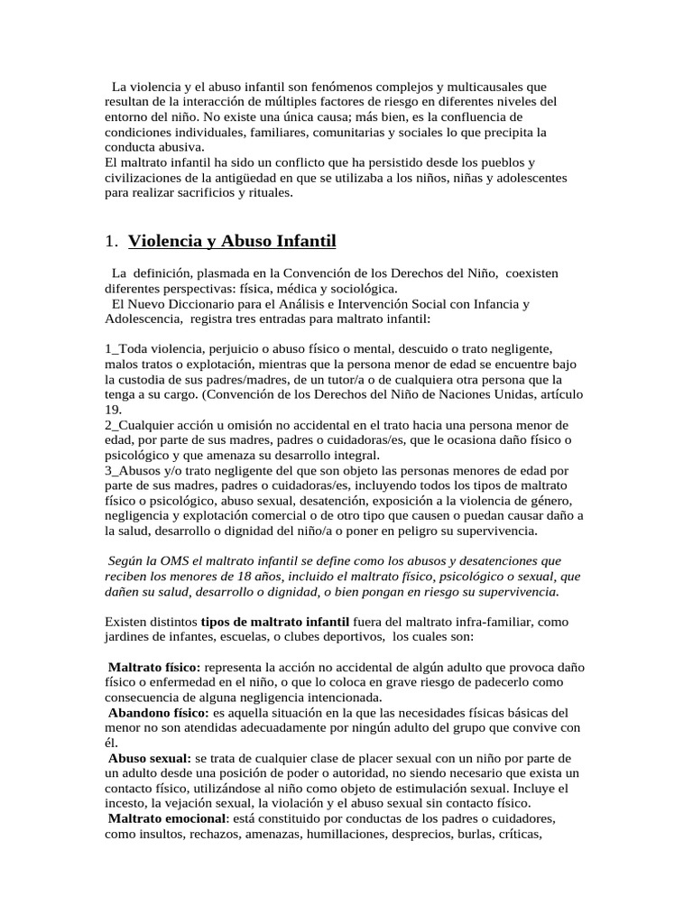 Causas y tipos de maltrato infantil | PDF | Abuso infantil | Eje ...