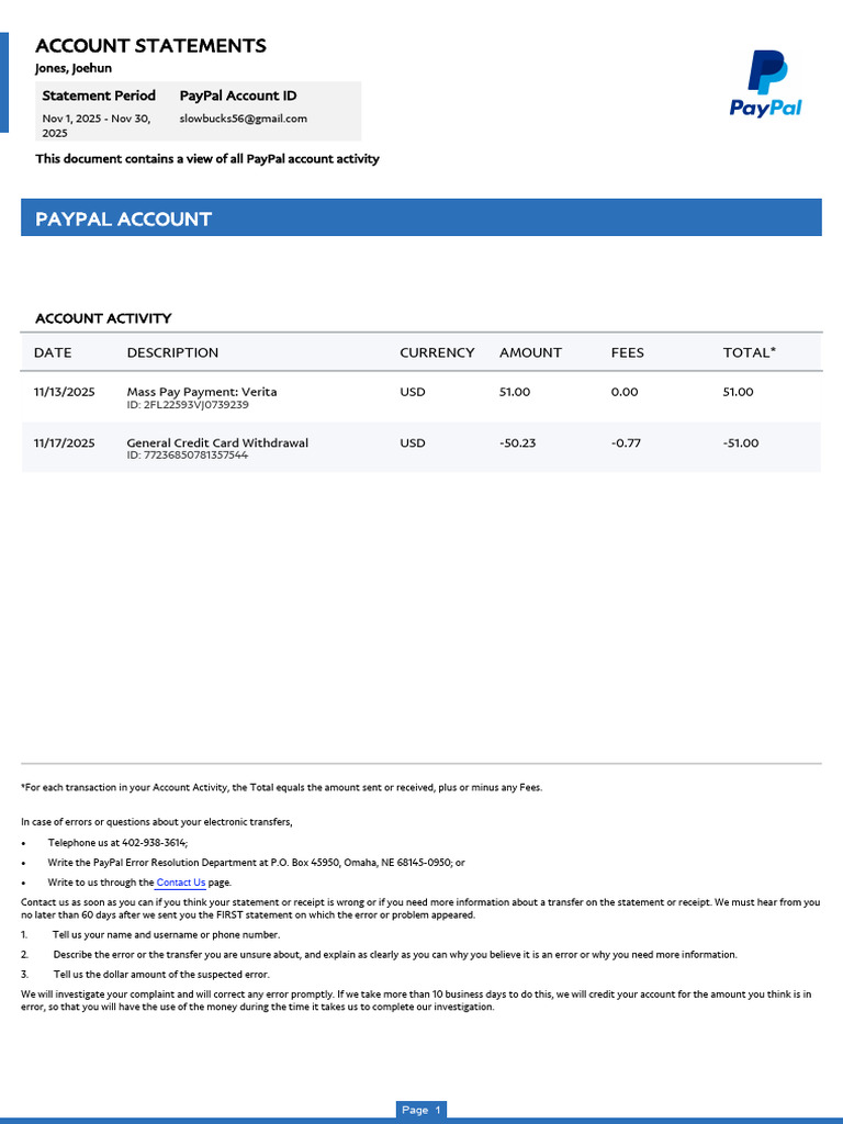 Paypal Account | PDF