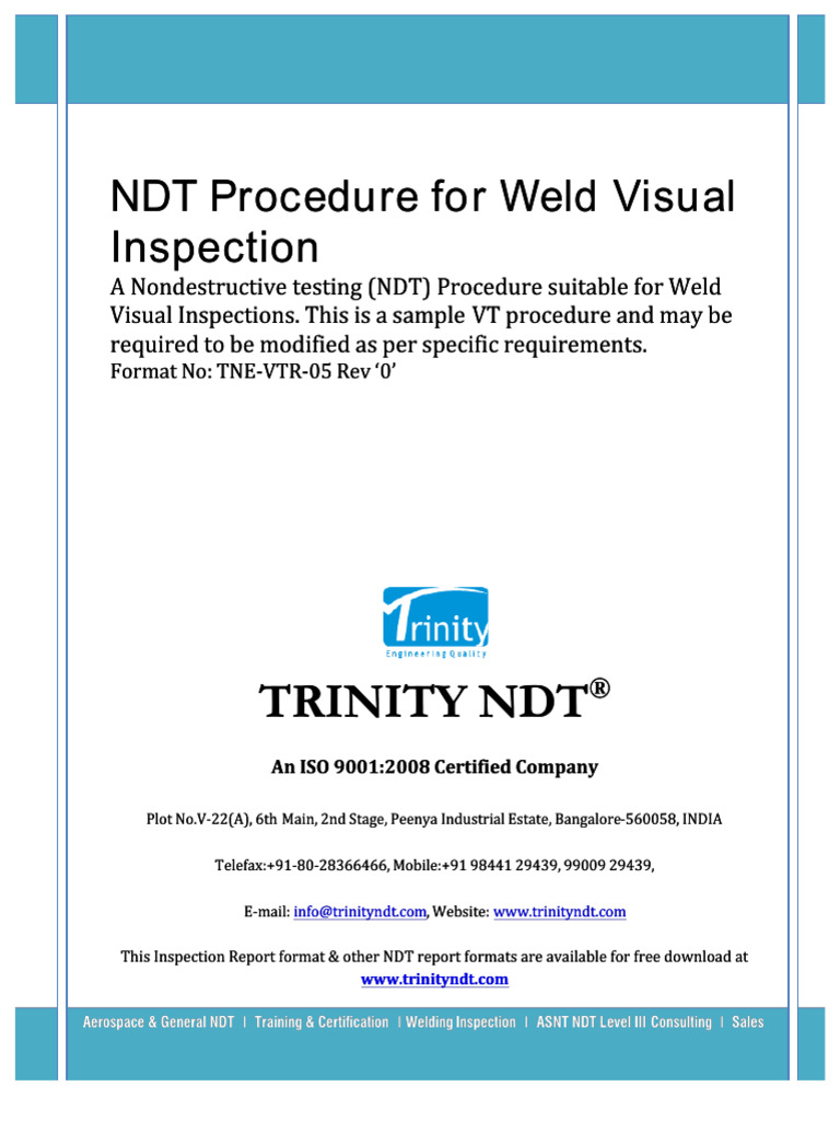 Visual Inspection Procedure for Welds | PDF