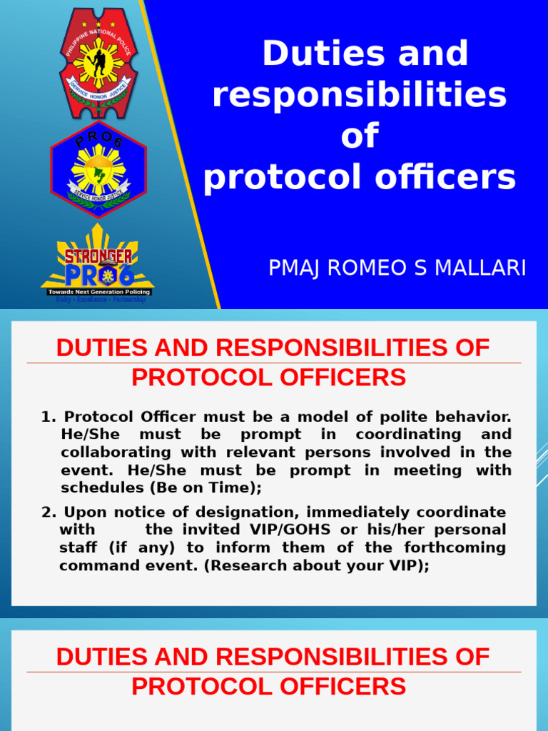 Protocol Officer Responsibilities Guide | PDF