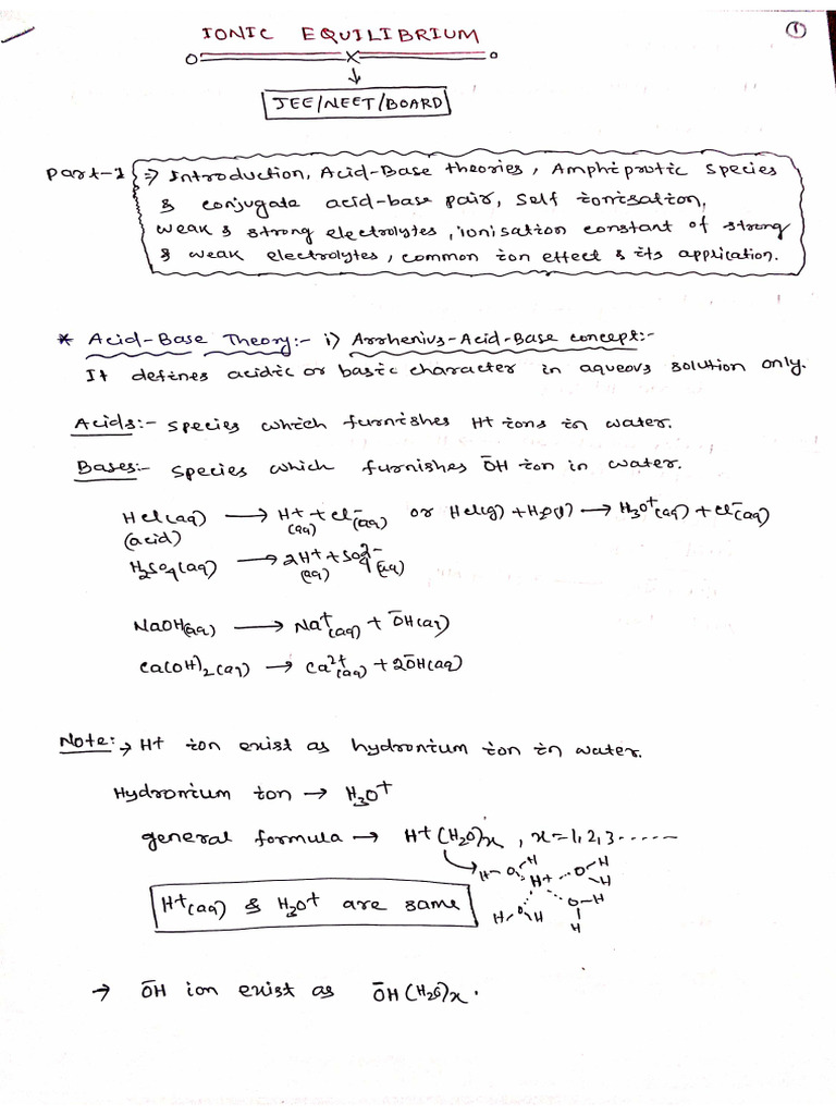 Ionic Equilibrium Part 1 | PDF