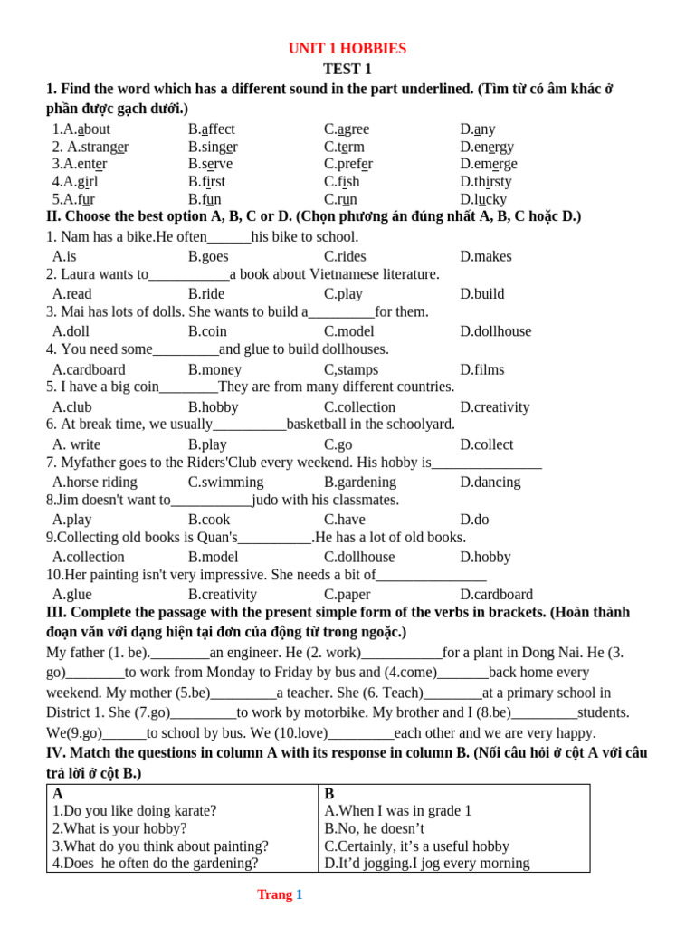 test unit 1 | PDF