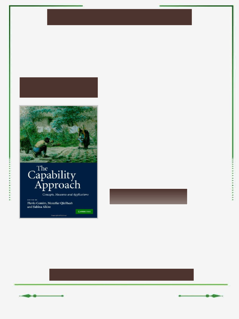 The Capability Approach Concepts Measures and Applications 1st Edition ...
