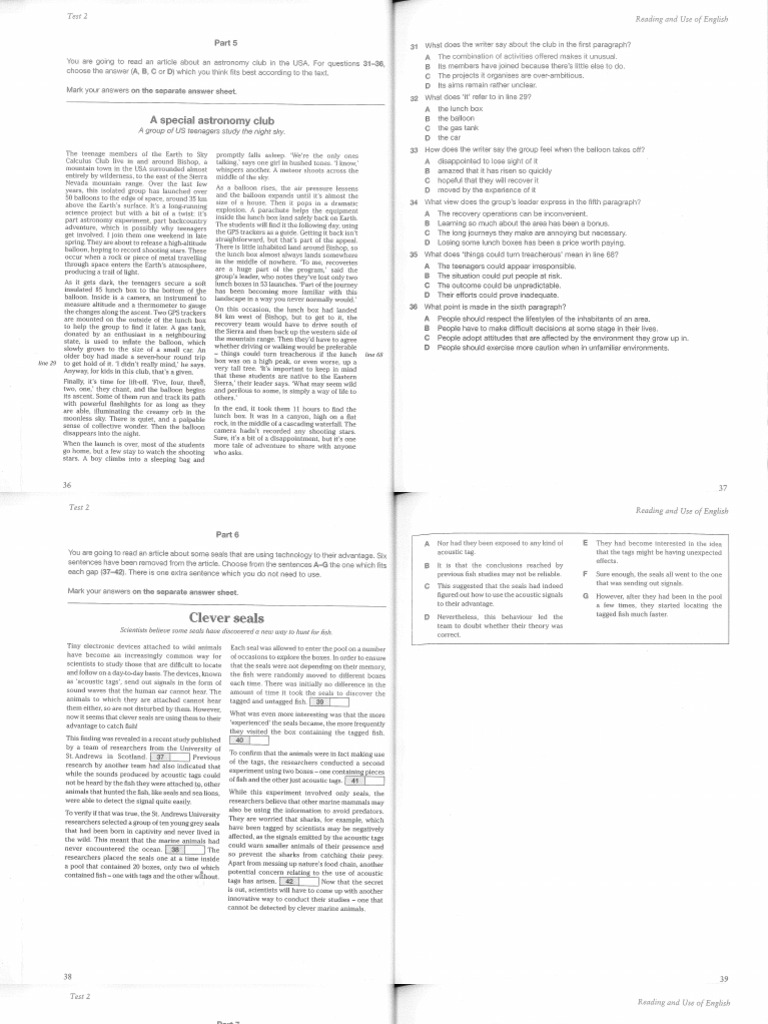 Fce 3 Practica Extra Reading Test 2 | PDF