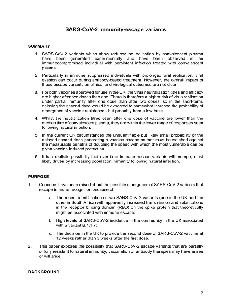 s1015 Sars Cov 2 Immunity Escape Variants | PDF | Vaccines | Infection