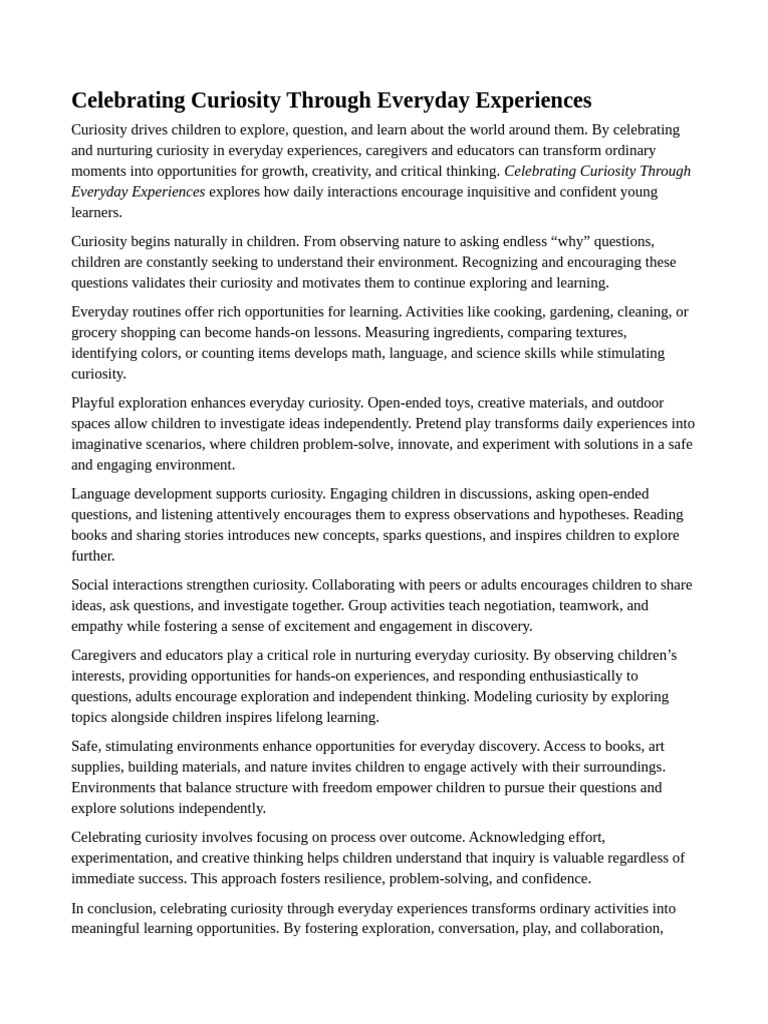 Nurturing Curiosity in Everyday Learning | PDF | Curiosity | Learning