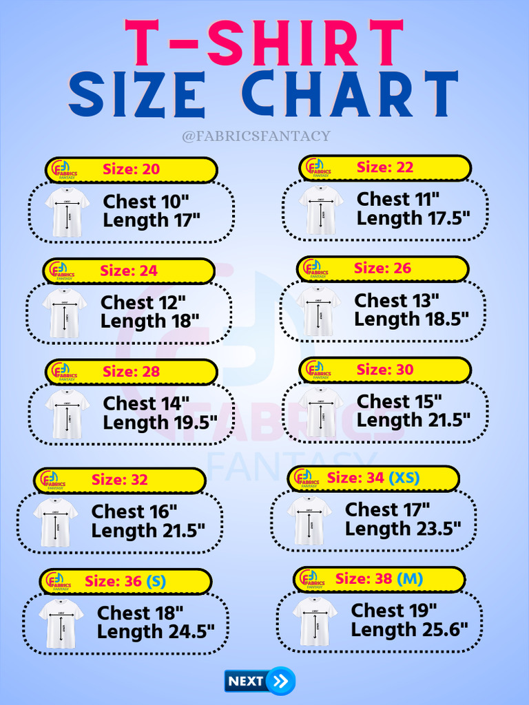 SIZE CHART - Fabrics Fantacy | PDF