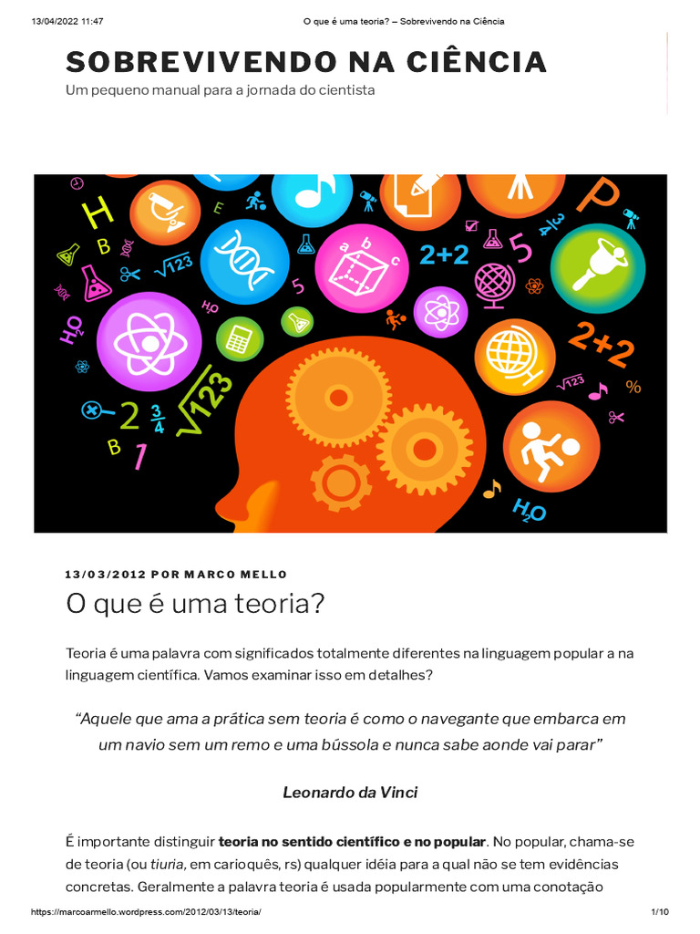 Diferença entre Teoria Científica e Popular | PDF | Teoria | Axioma