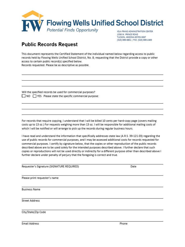 Public Records Request Fillable | PDF | Justice | Crime & Violence