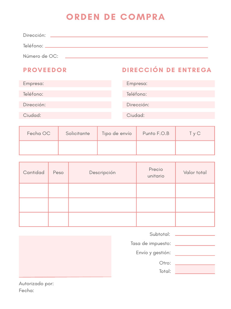 Documento A4 Formulario Orden de Compra Minimalista Rosa - 20251222 ...