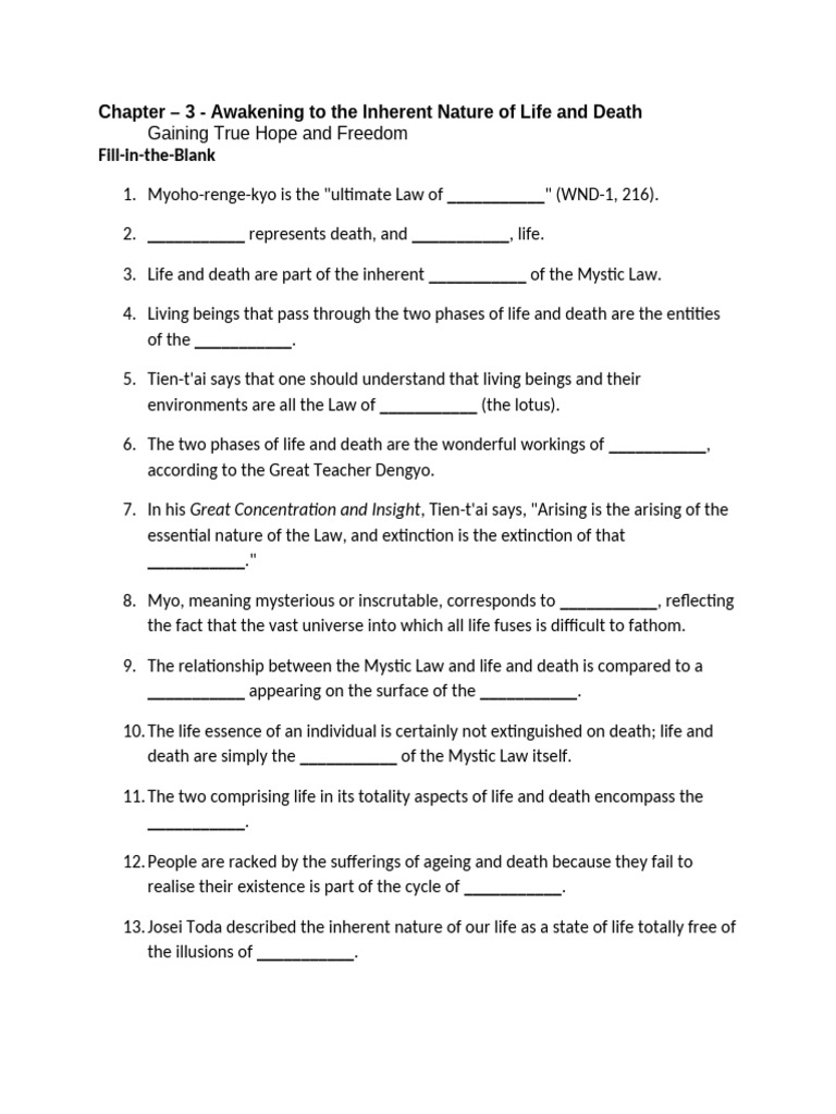 3 Chapter Test Sheet | PDF | Karma | Buddhahood