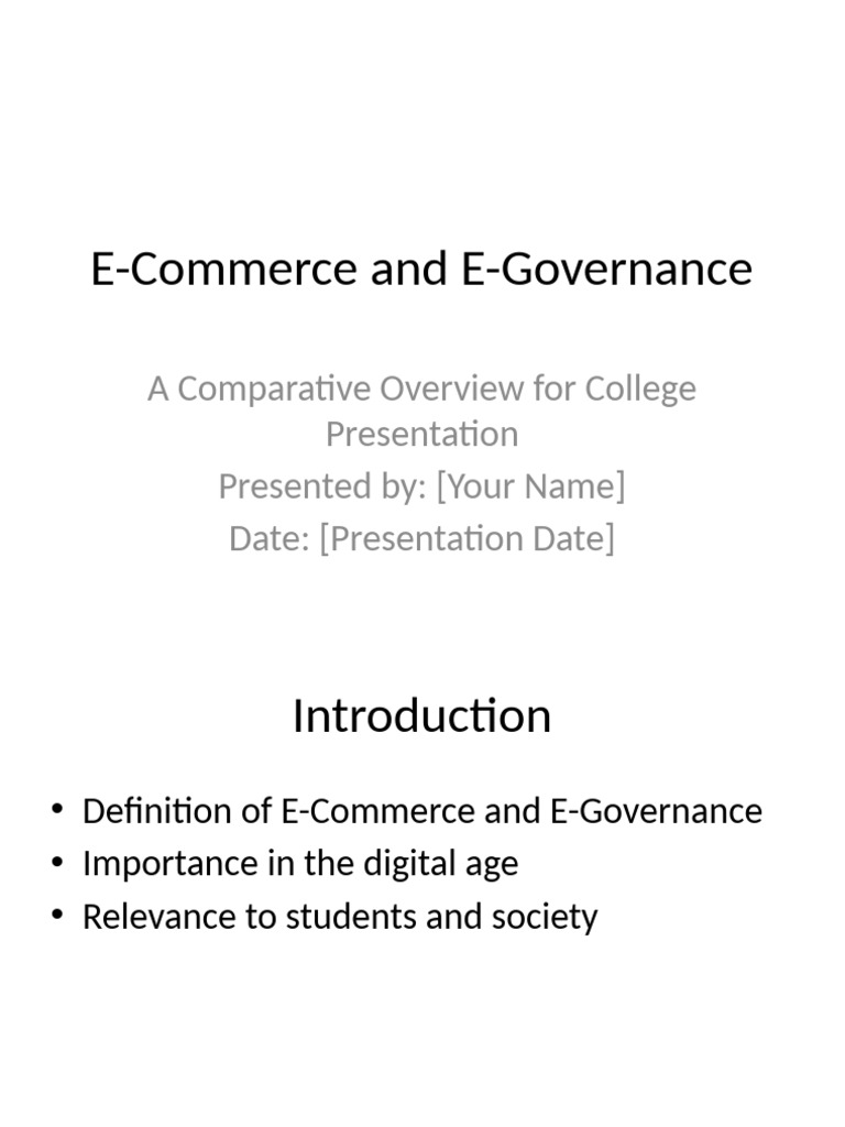E Commerce and E Governance Presentation (1) | PDF