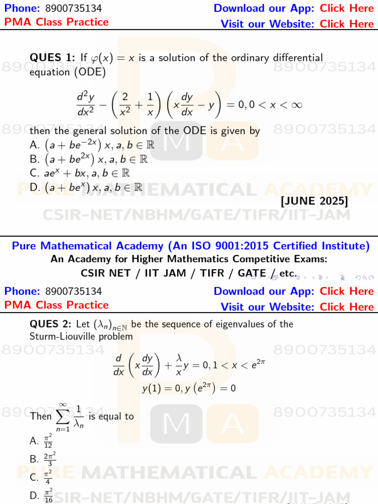 Higher Mathematics Exam Practice Questions | PDF | Ordinary ...