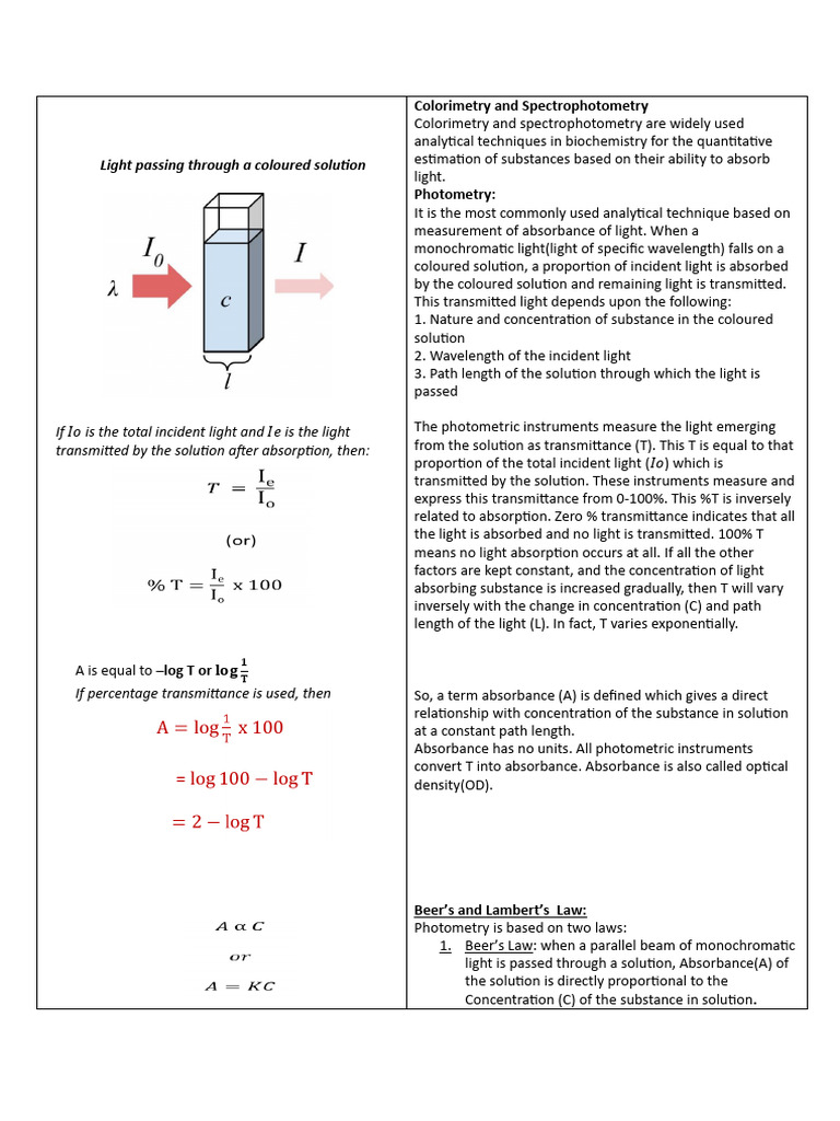 Colorimetry and Spectrophotometry Basics | PDF | Absorbance ...