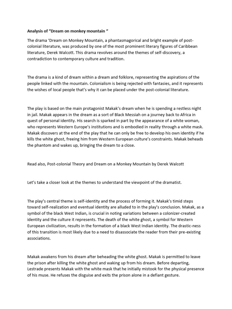 Dream on Monkey Mountain Analysis | PDF | Dream