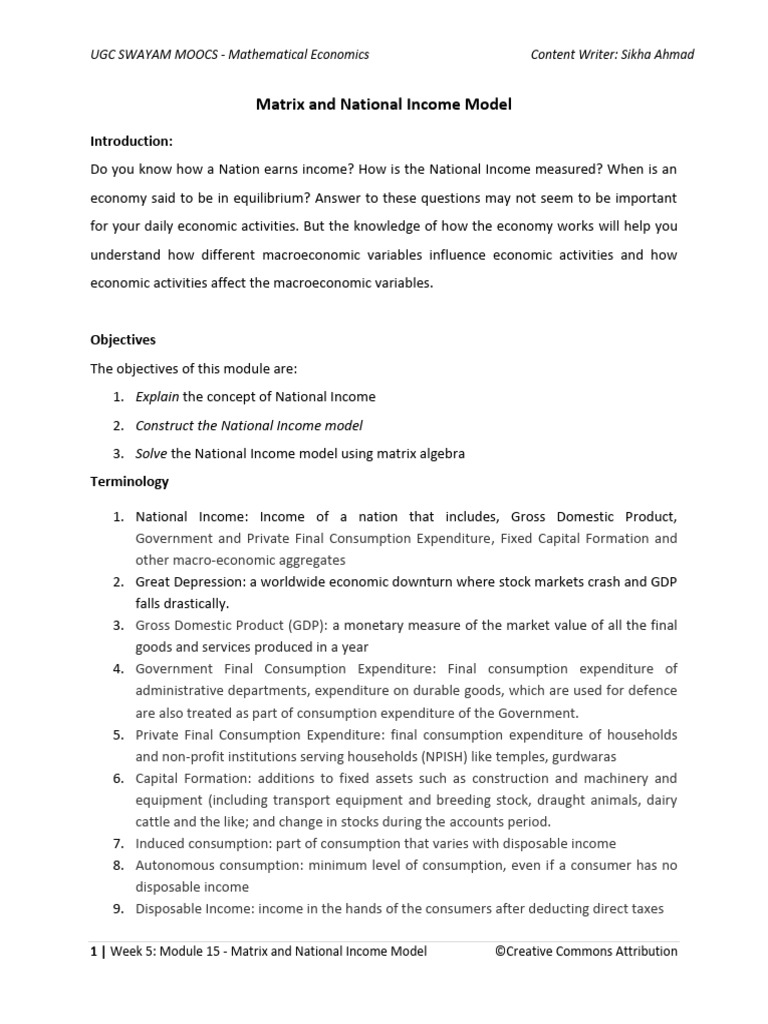 National Income Model in Economics | PDF | National Accounts ...