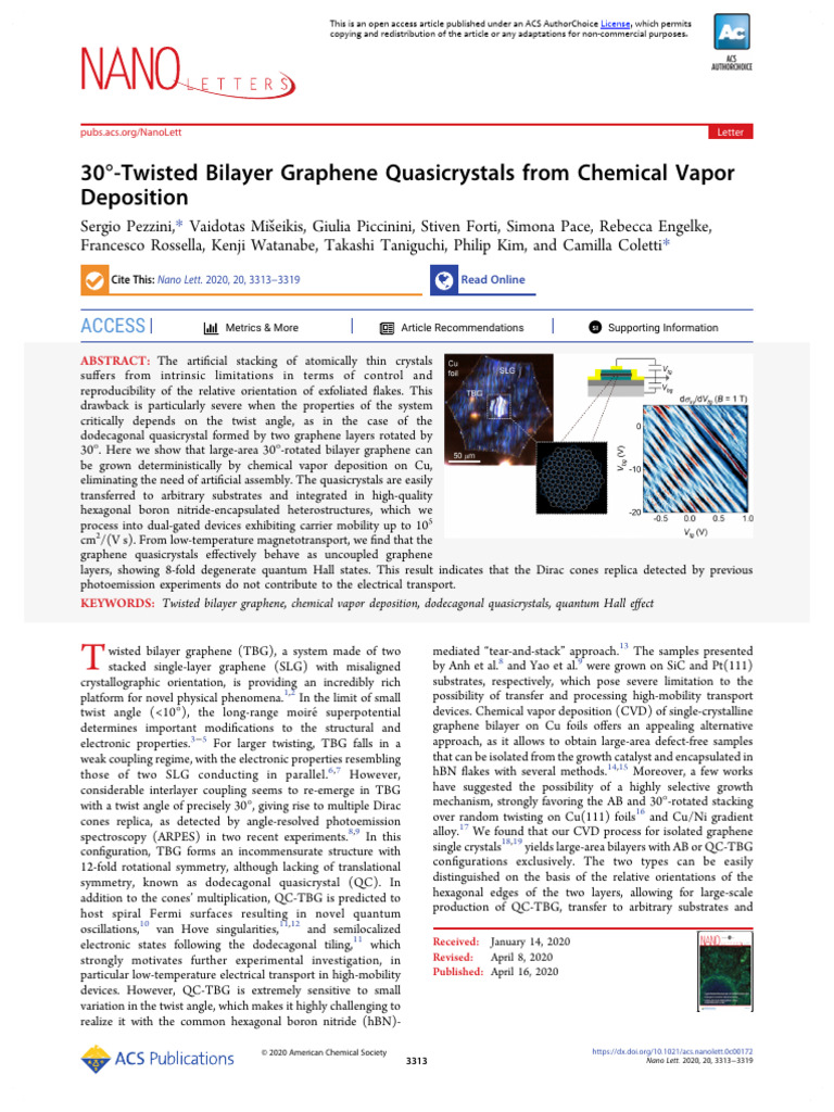 30°-Twisted Bilayer Graphene Growth | PDF | Graphene | Nanotechnology