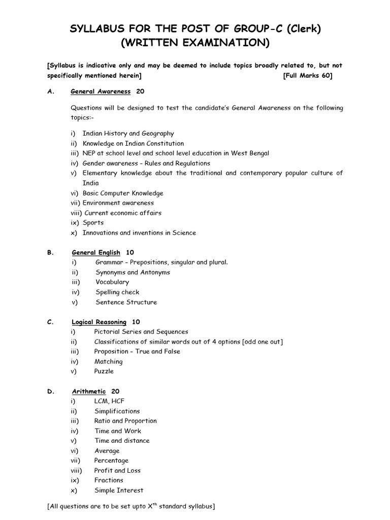 Syllabus Group C | PDF