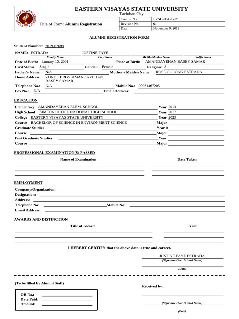Alumni Registration Form 2024 04 30 - 10 - 09 - 28 | PDF