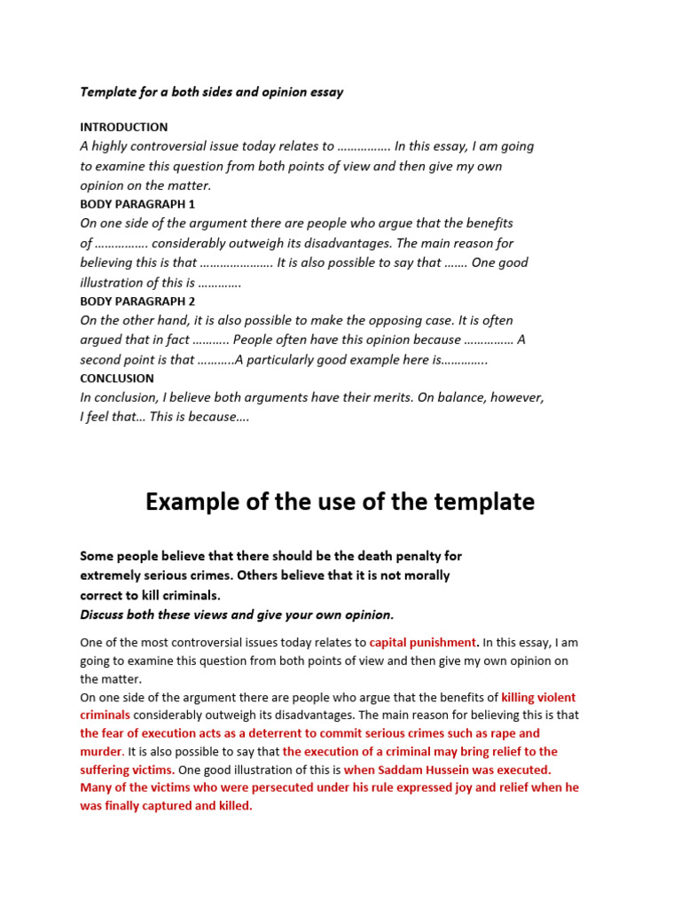Opinion Essay Template Guide | PDF | Crimes | Crime & Violence