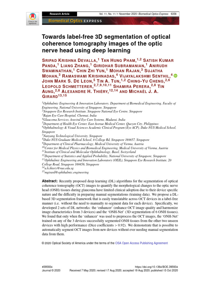 Label-Free 3D OCT Segmentation with DL | PDF | Image Segmentation | Retina
