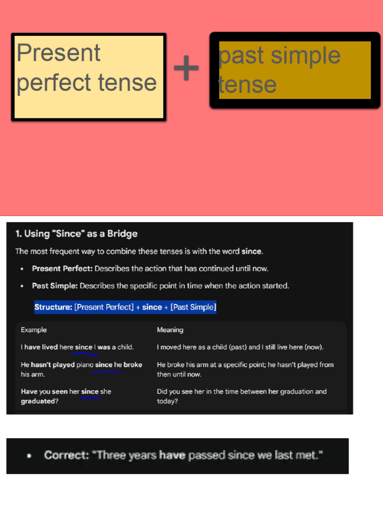 The Structure (Present Perfect) + Since + (Past Simple) . | PDF