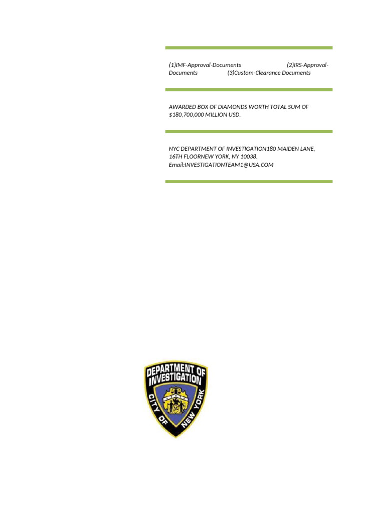 $180M Diamond Shipment Documentation Guide | PDF