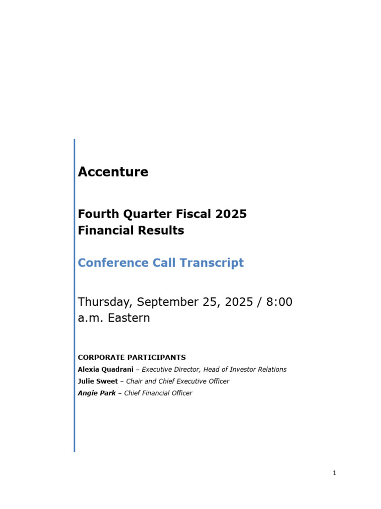 Accenture Q4 FY25 Financial Results Summary | PDF | Artificial ...