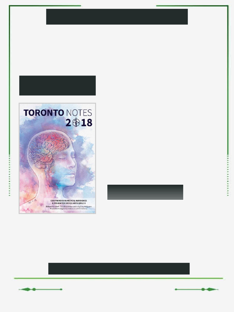 Toronto Notes 2018 34th Edition Tina Binesh Marvasti Sydney Mcqueen Eds ...