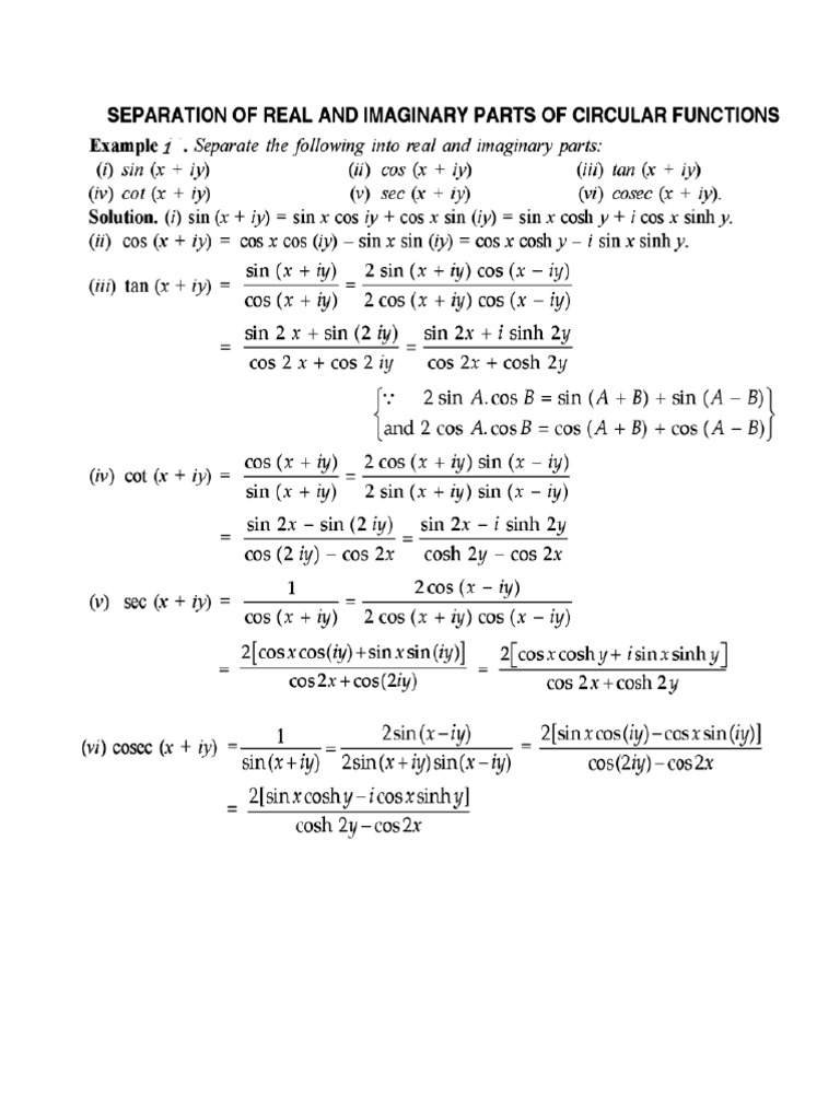 Separation of Real & Imaginary Parts | PDF