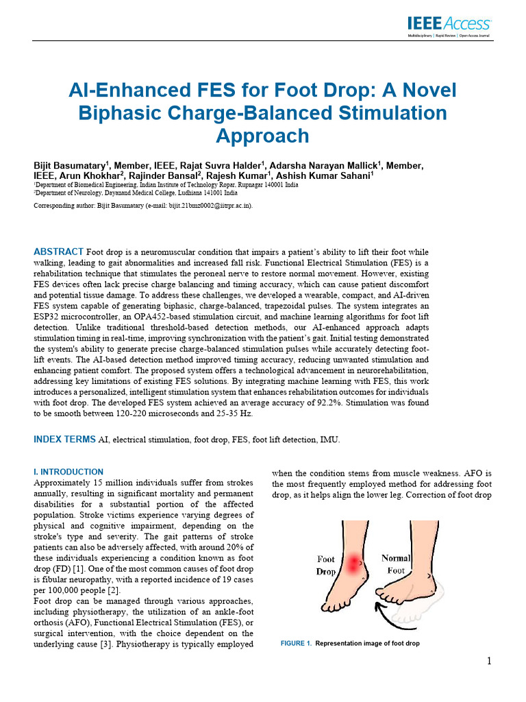 AI-Driven FES System for Foot Drop | PDF | Capacitor | Amplifier