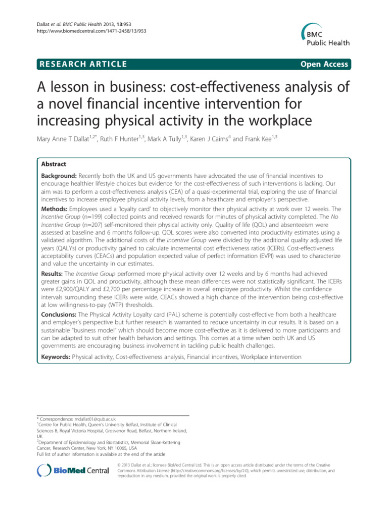 Cost-Effectiveness of Workplace Incentives | PDF | Cost Effectiveness ...