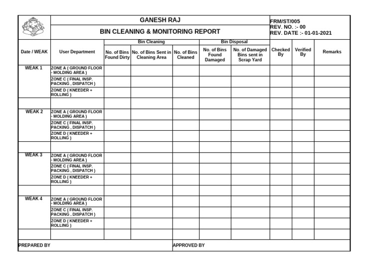 FRM-ST-005 Bin Cleaning RECORDS | PDF