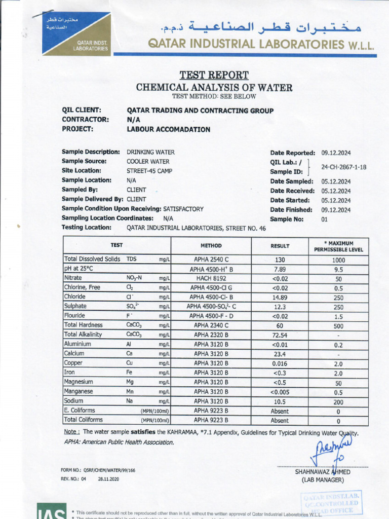 Water Test | PDF