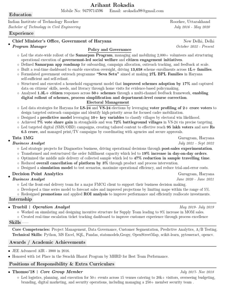 Civil Engineer with Government Experience | PDF | Analytics | Business