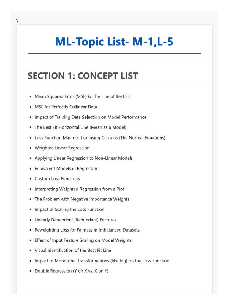 ML Short Notes M 1, L 5 | PDF