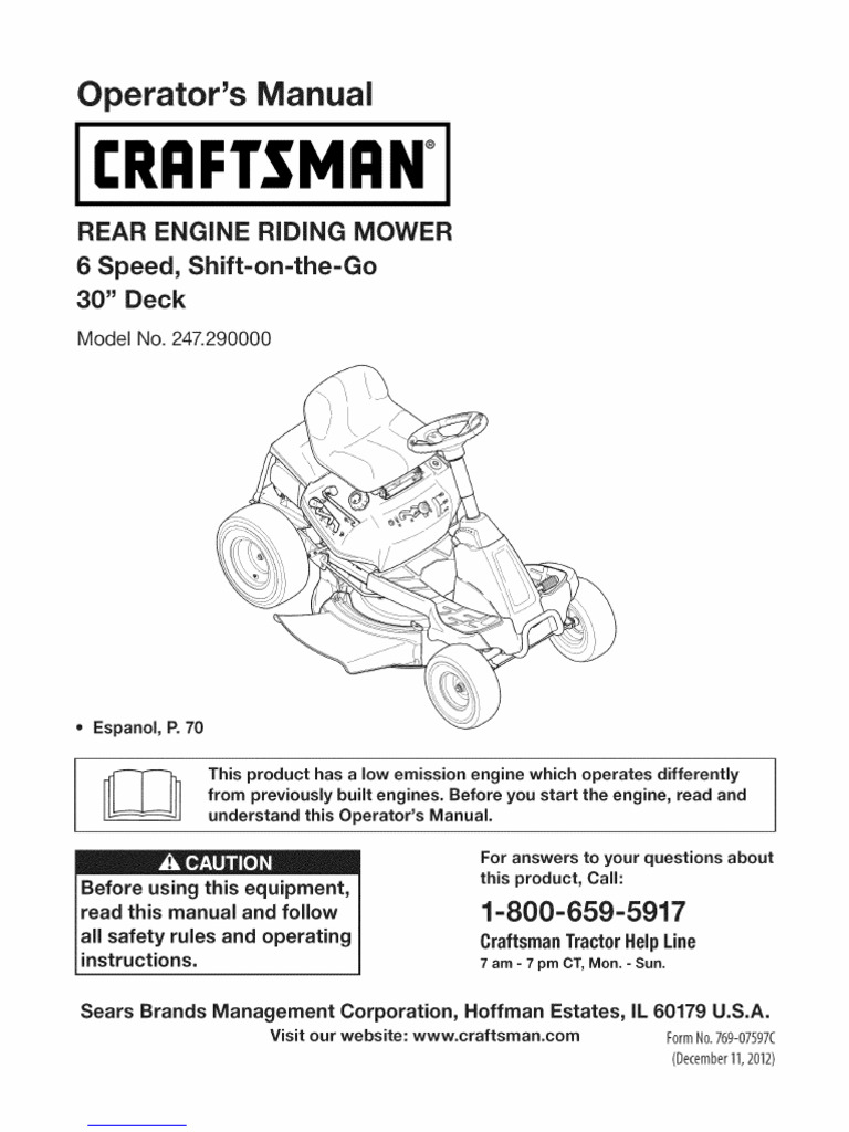 Craftsman Rear Engine Riding Mower Manual | PDF