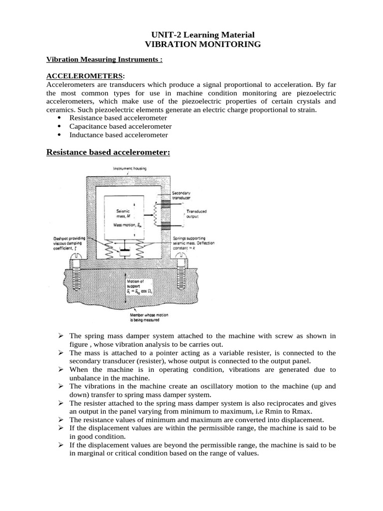 Vibration Monitoring Techniques Overview | PDF | Accelerometer ...