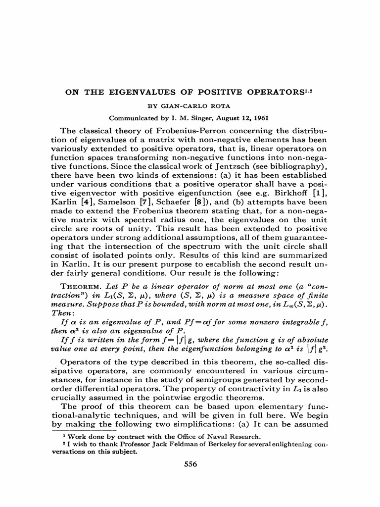 On The Eigenvalues of Positive Operators | PDF | Eigenvalues And ...