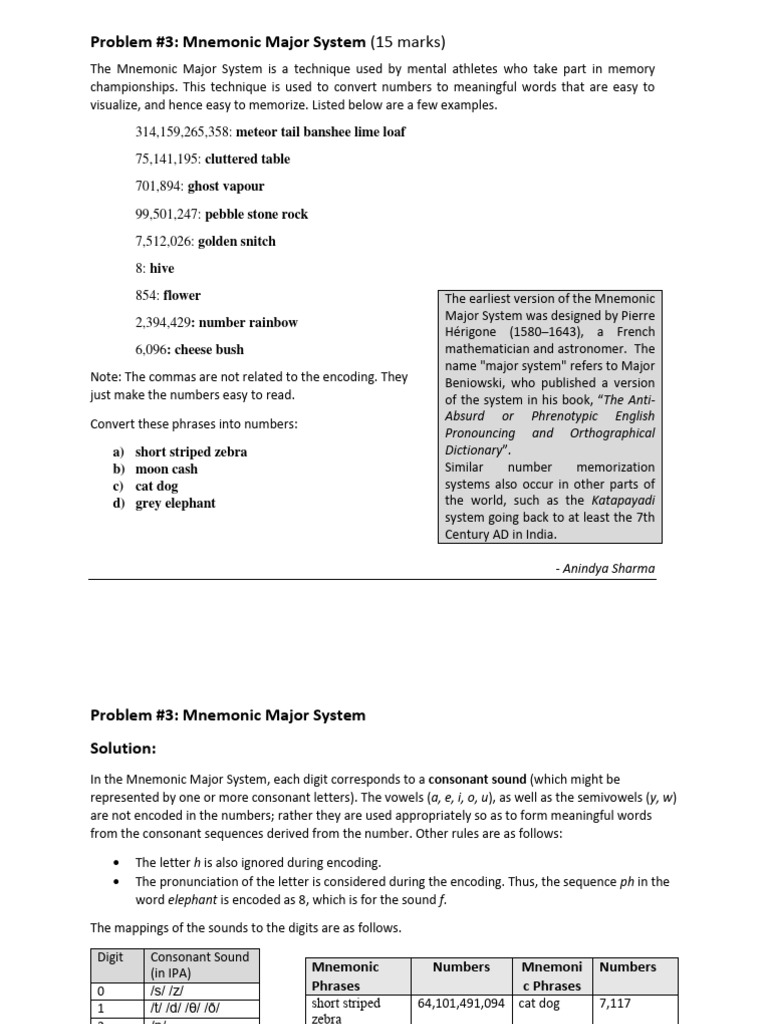 Mnemonic Major System Explained | PDF | Adjective | Verb