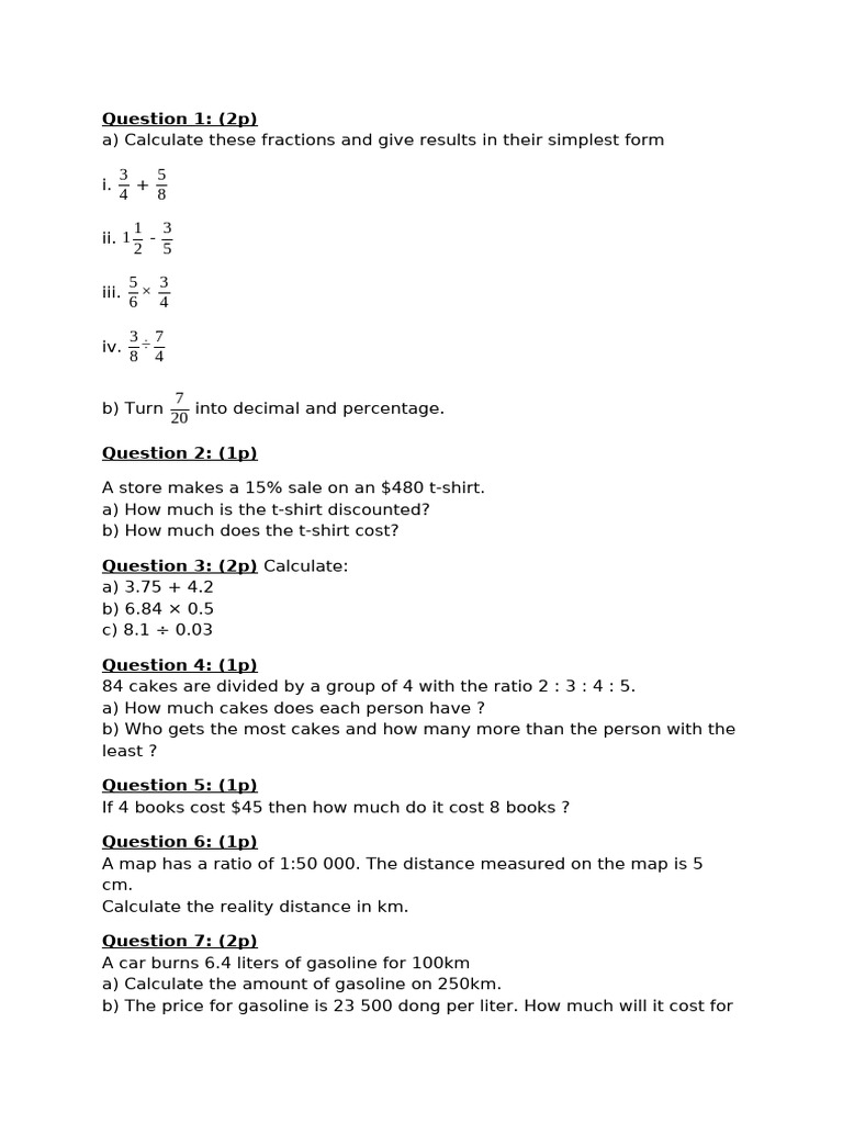 Math Problem Solving and Calculations | PDF